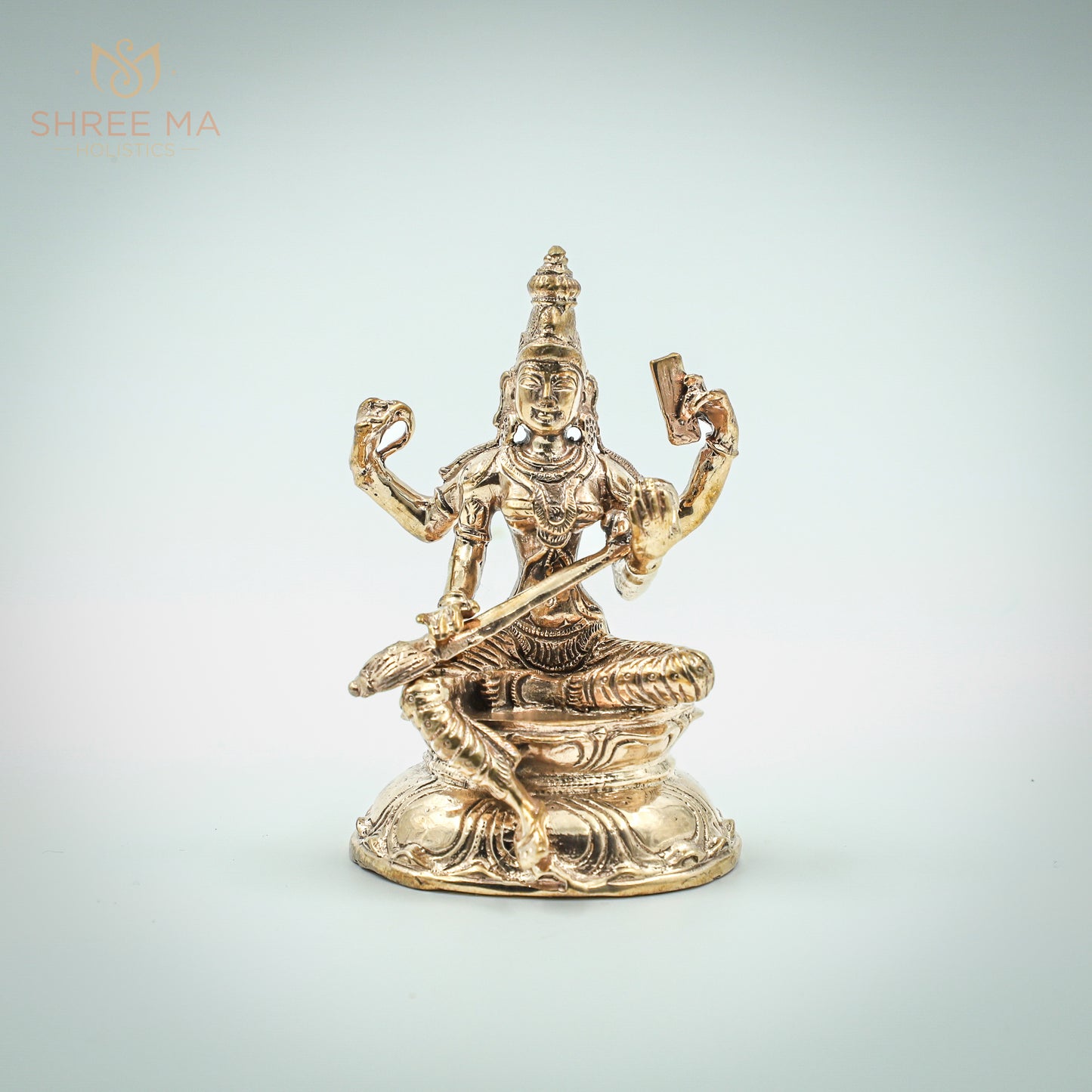 Saraswati 4" inches Panchalogam bronze idol