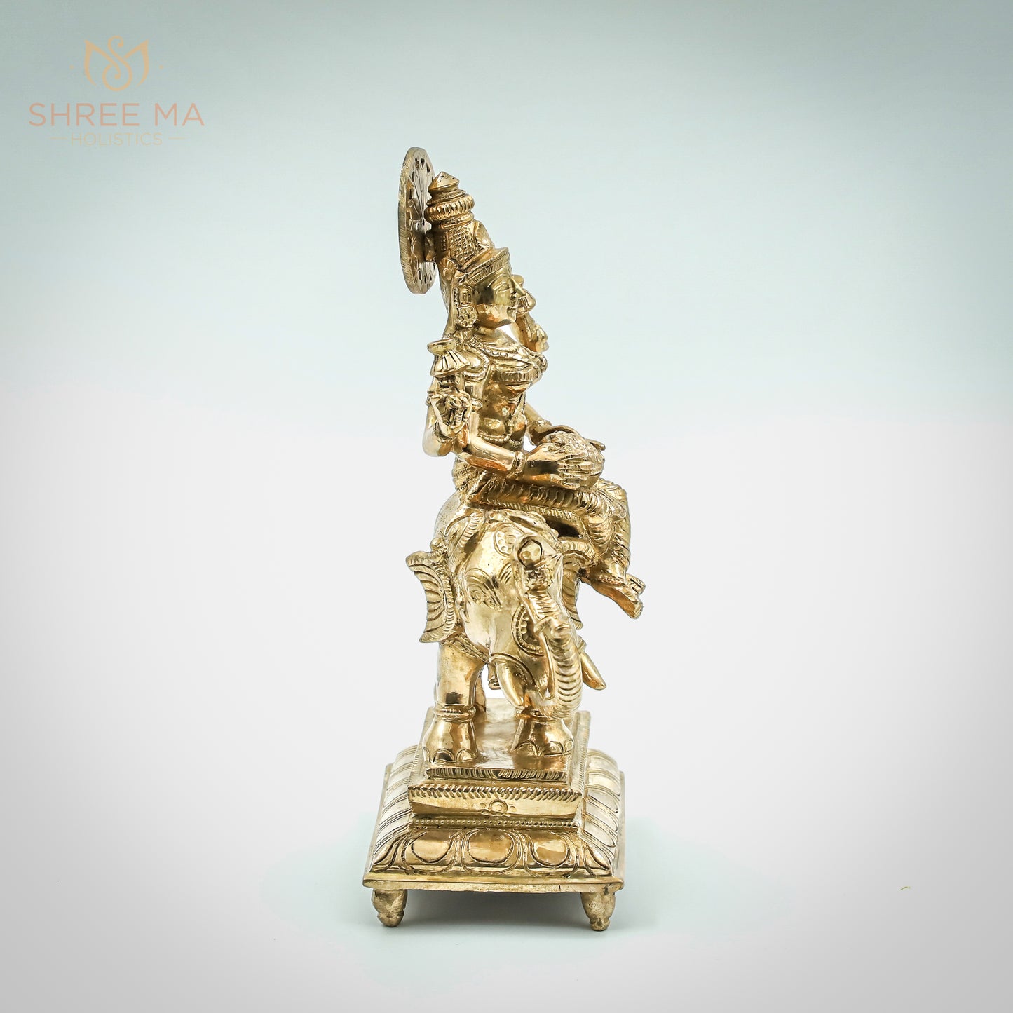 Gajalakshmi seated on Elephant | 9" inches | Handmade | Madhuchista-Vidhana (Lost-Wax casting) | Panchaloha Bronze from Swamimalai