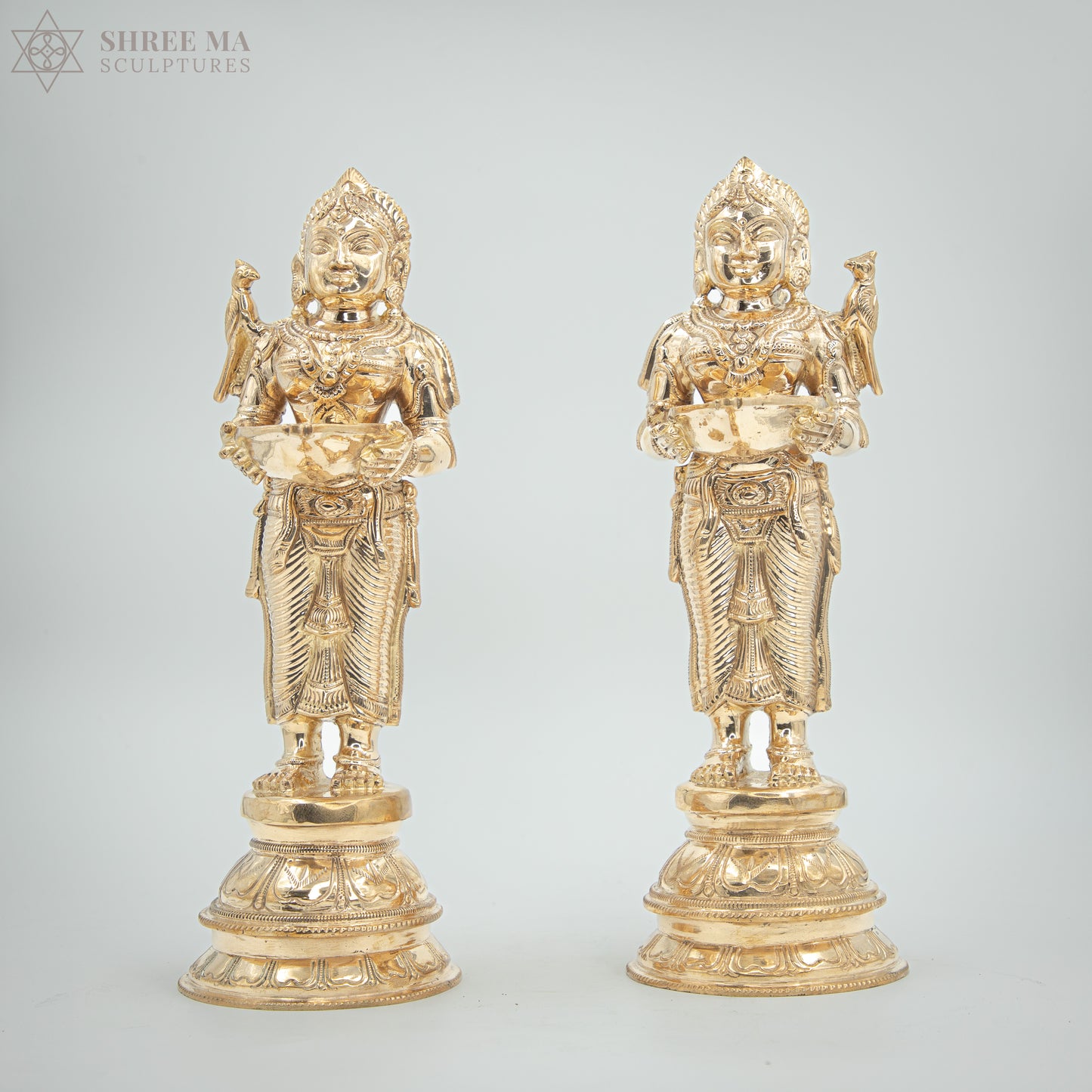 Paavai Vilakku (Deepa Lakshmi) set 11" inches | Handmade | Madhuchista-Vidhana (Lost-Wax casting) | Panchaloha Bronze from Swamimalai