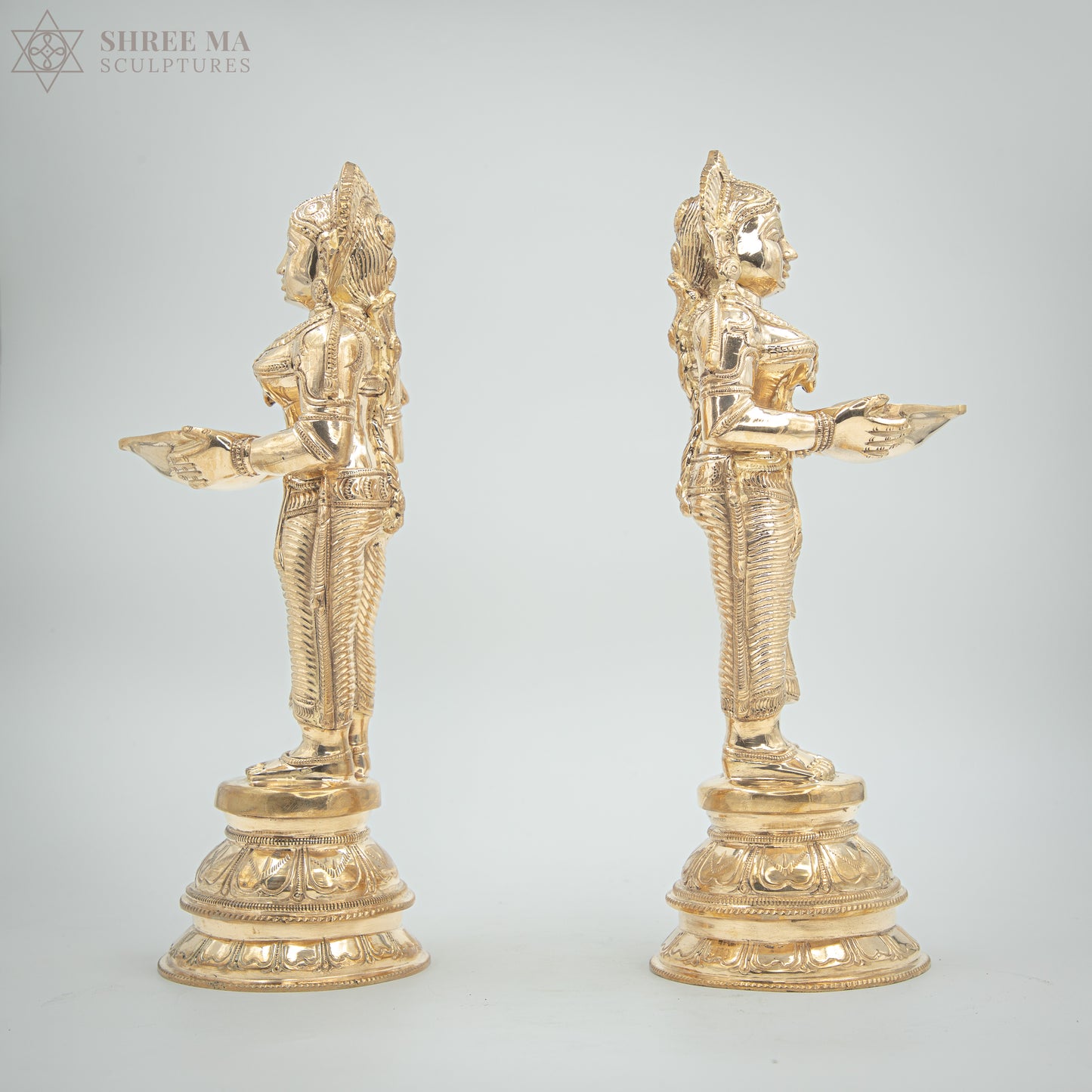 Paavai Vilakku (Deepa Lakshmi) set 11" inches | Handmade | Madhuchista-Vidhana (Lost-Wax casting) | Panchaloha Bronze from Swamimalai