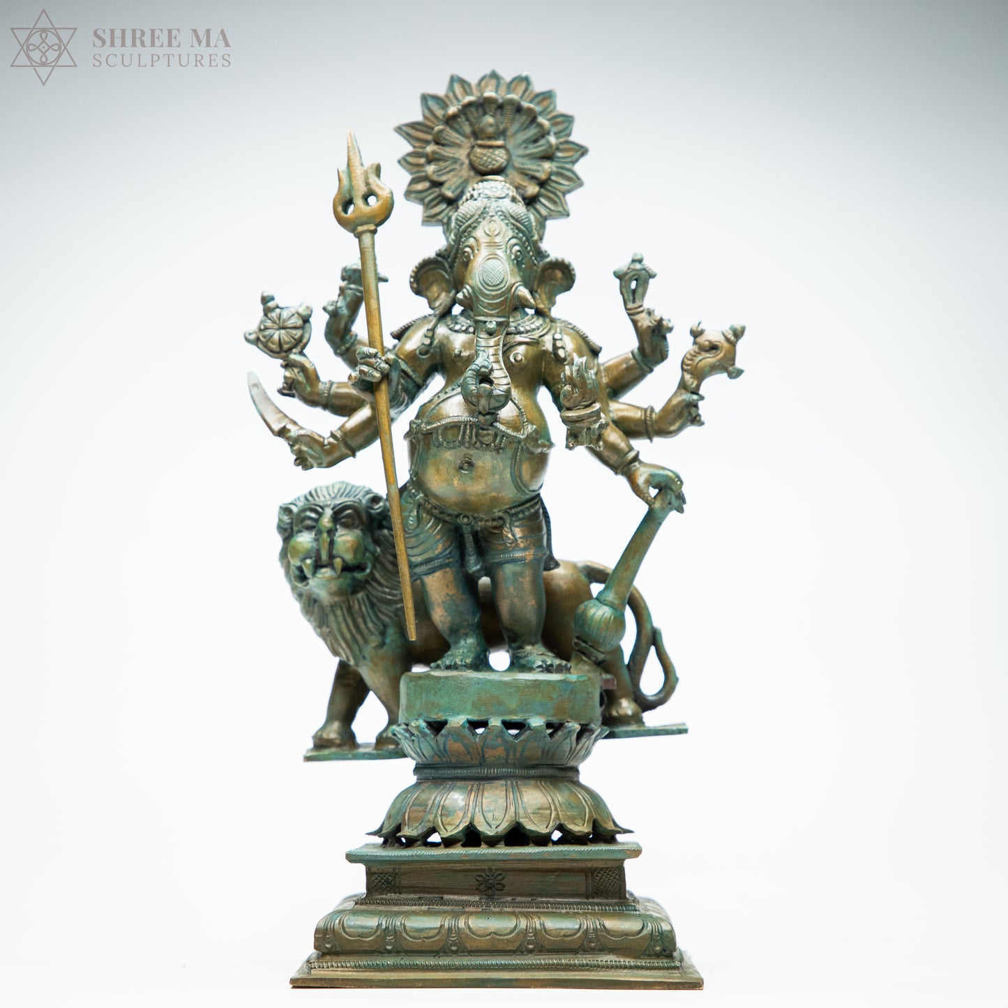 Kandrishti Vinayagar 13-Inch Panchaloha Bronze Idol – Handmade Antique-Finish Sculpture