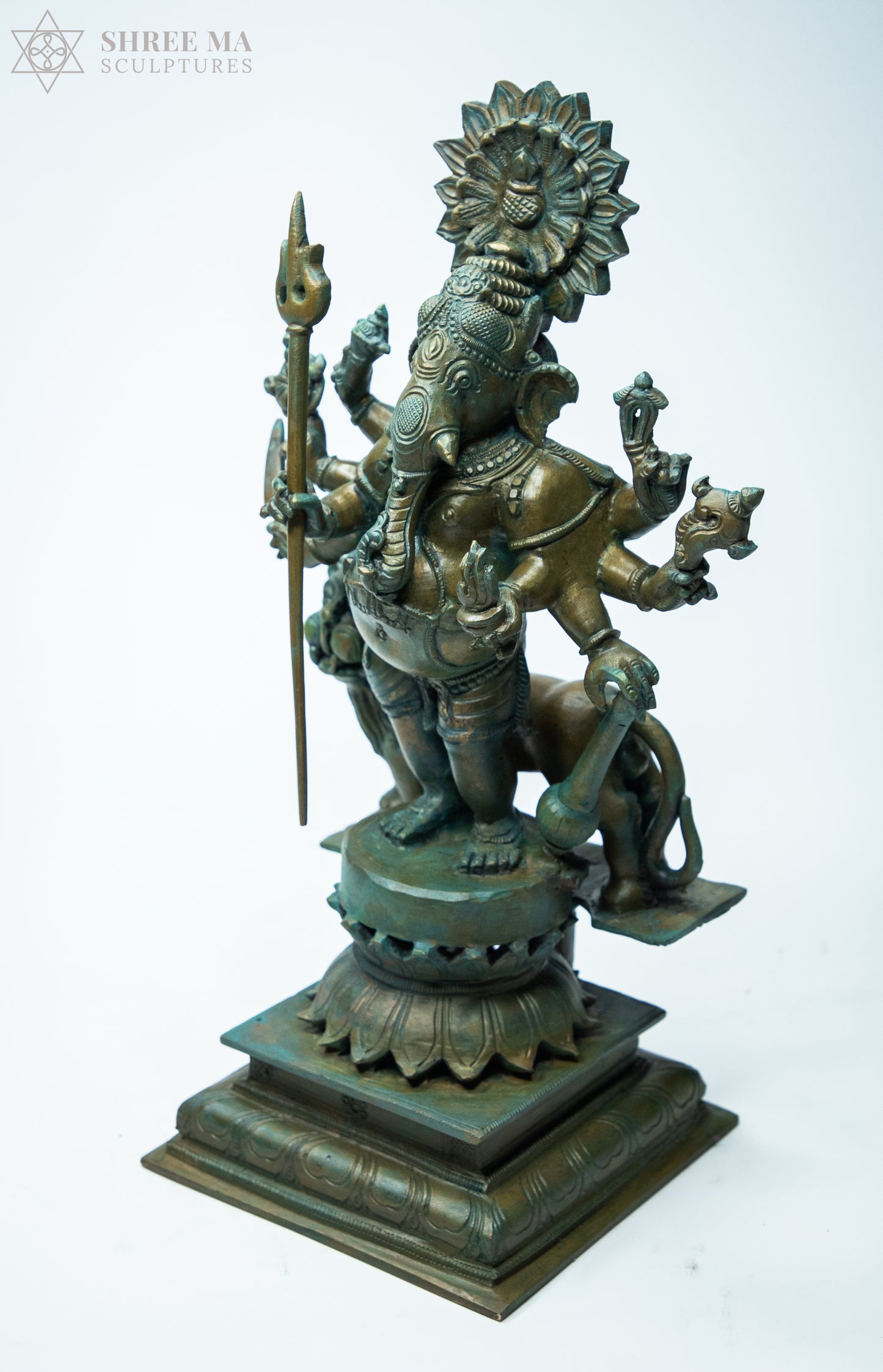 Kandrishti Vinayagar 13-Inch Panchaloha Bronze Idol – Handmade Antique-Finish Sculpture