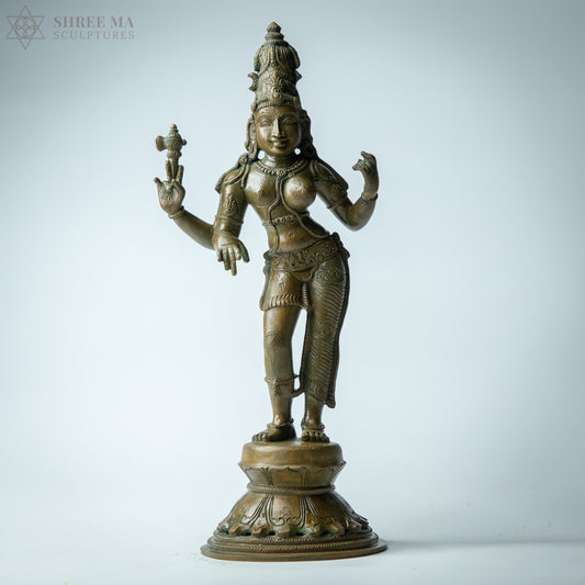 Ardhanarishwara 12" Panchaloha Bronze Statue – Antique Finish, Handmade in Swamimalai, Lost-Wax Casting (Madhuchista-Vidhana)