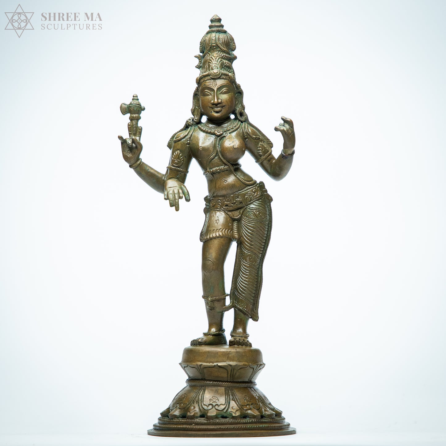 Ardhanarishwara 12" Panchaloha Bronze Statue – Antique Finish, Handmade in Swamimalai, Lost-Wax Casting (Madhuchista-Vidhana)