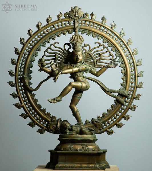 Nataraja Statue in Panchaloha – 26" Bronze Sculpture with Retta Thoranai | Antique Finish | Handmade | Traditional Lost-Wax Casting