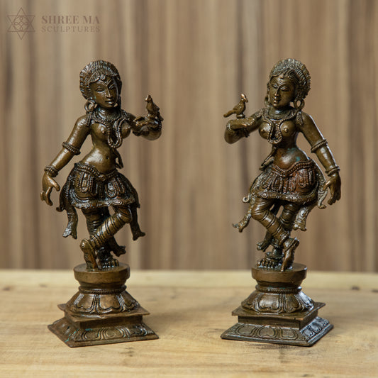 Dancing Lady Set 6" | Bellur Style | Bronze Panchaloha Idol