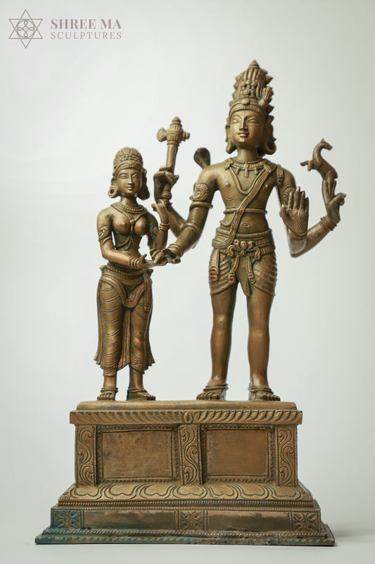 Kalyana Sundaram 12" Panchaloha Bronze Statue – Antique Finish, Handmade in Swamimalai, Lost-Wax Casting (Madhuchista-Vidhana)