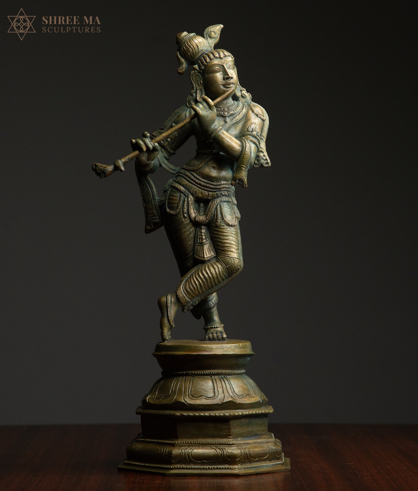 Krishna 15" Panchaloha Sculpture | The Enchanter Eternal